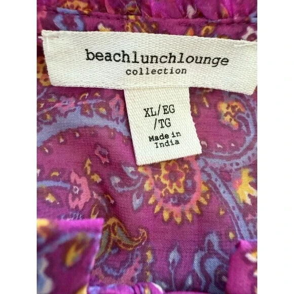 Beach Lunch Lounge Floral Cottagecore Tiered Midi Dress XL long sleeve Coastal - Picture 8 of 11